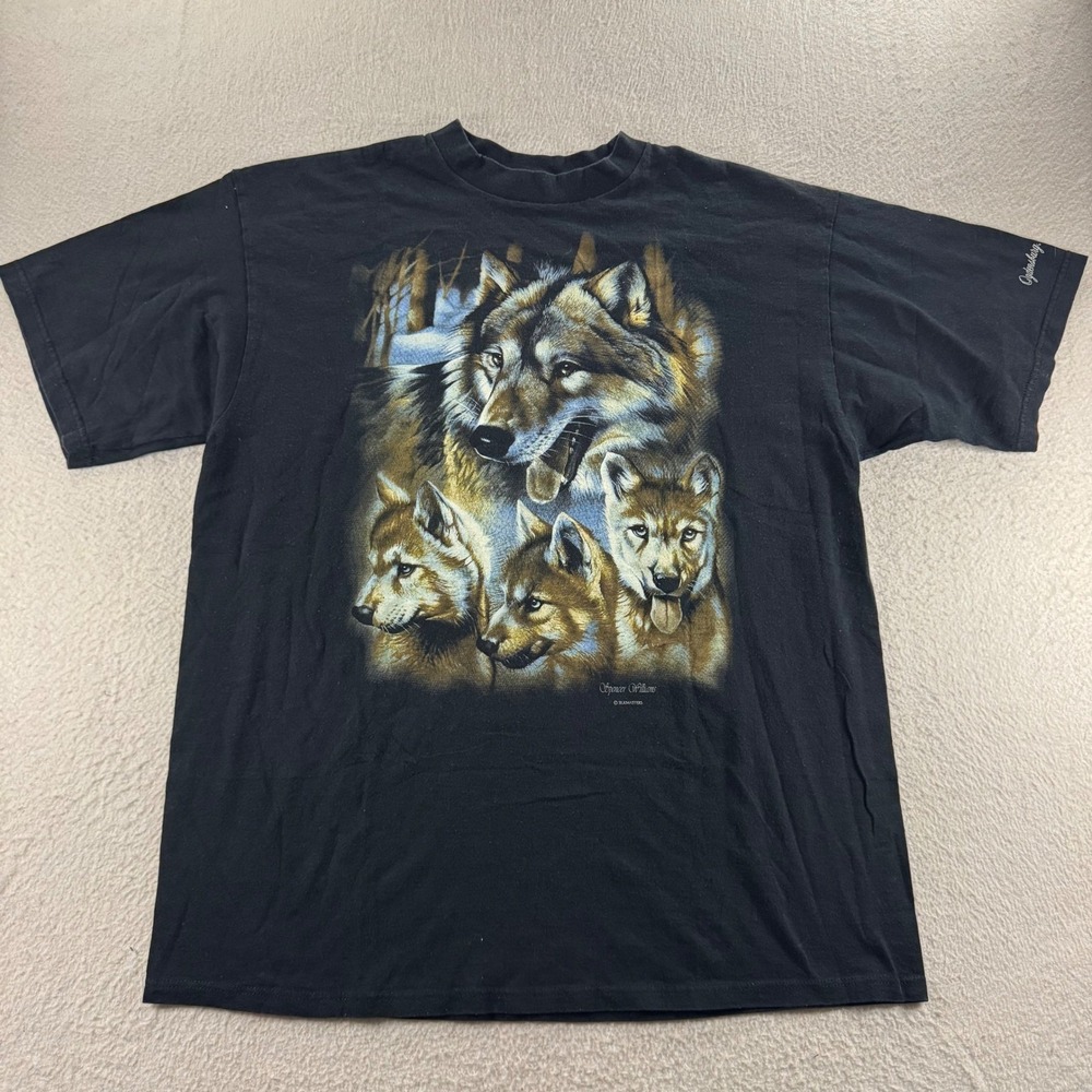 Silkmasters Wolf Graphic T-Shirt Mens XL Black Spencer Williams Art Gorpcore
